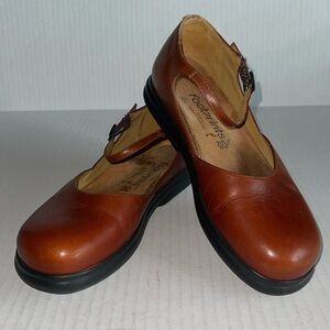 Footprints By Birkenstock Chestnut Leather Mary Jane Clogs